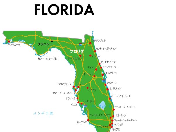 アメリカフロリダ州の地図