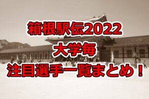 箱根駅伝,2022,大学,注目選手,一覧