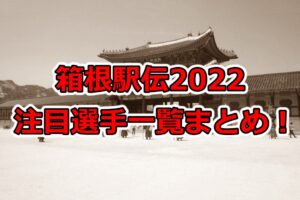 箱根駅伝,2022,注目,選手,一覧