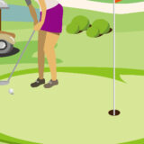 ウィニングパットを沈める女性ゴルファー