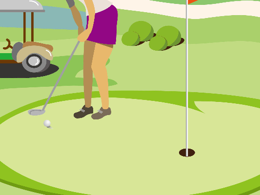 ウィニングパットを沈める女性ゴルファー