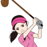 ドライバーショットを放つ女子ゴルファー