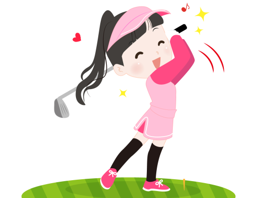 笑顔でプレーする女子ゴルファー