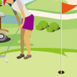 バーディーを狙う女子ゴルファー
